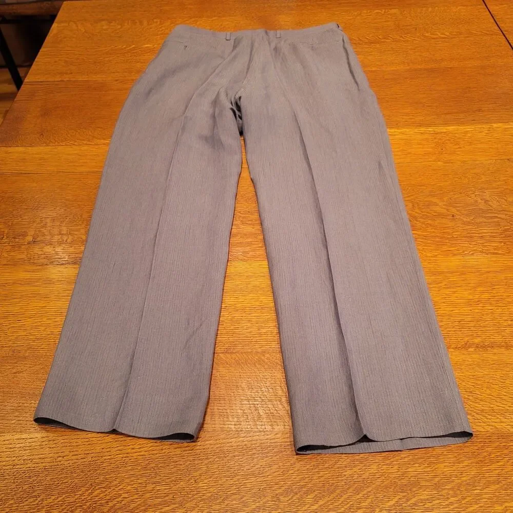 Armani Linen Blend Pants Mens Gray Pleated 36x30